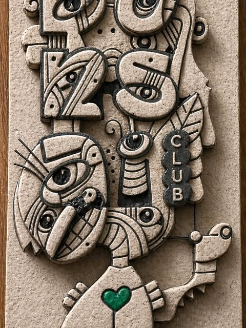 Carved cardboard relief
