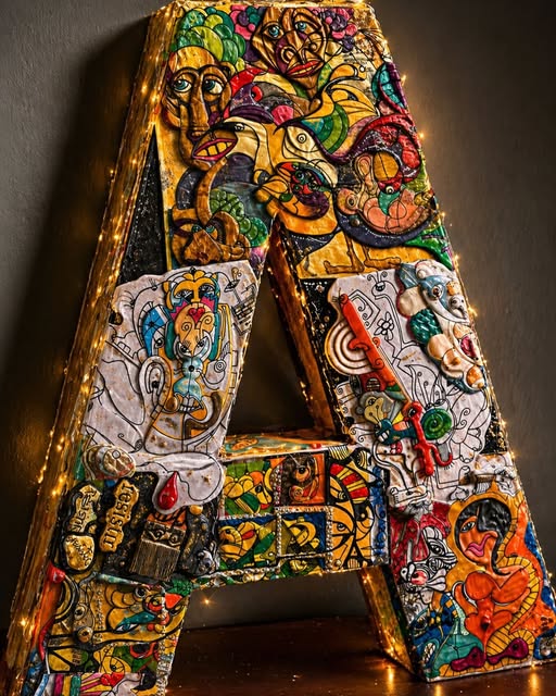 Painted letter A assemblage